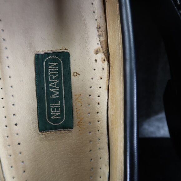 Neil Martin Shoe Men 9 Loafer Fringe Leather Classic Slip On Winston Italy Black - Picture 9 of 16